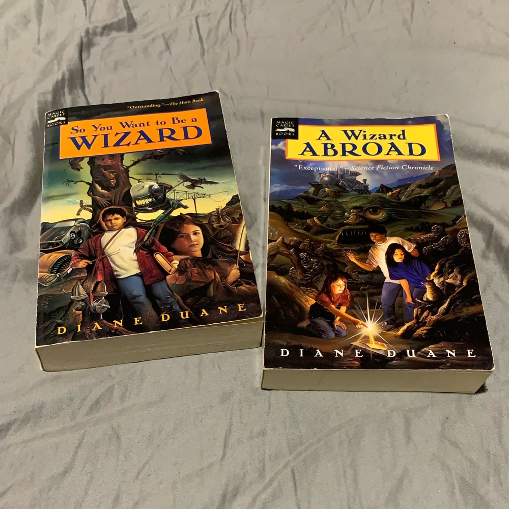 “so you want to be a wizard” and “a wizard abroad”book, 2 books out of a series,